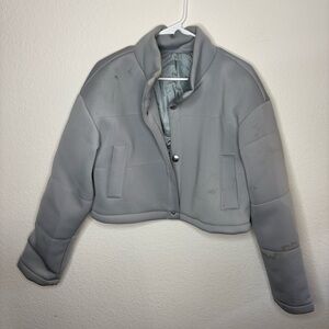 Neoprene cropped light gray jacket